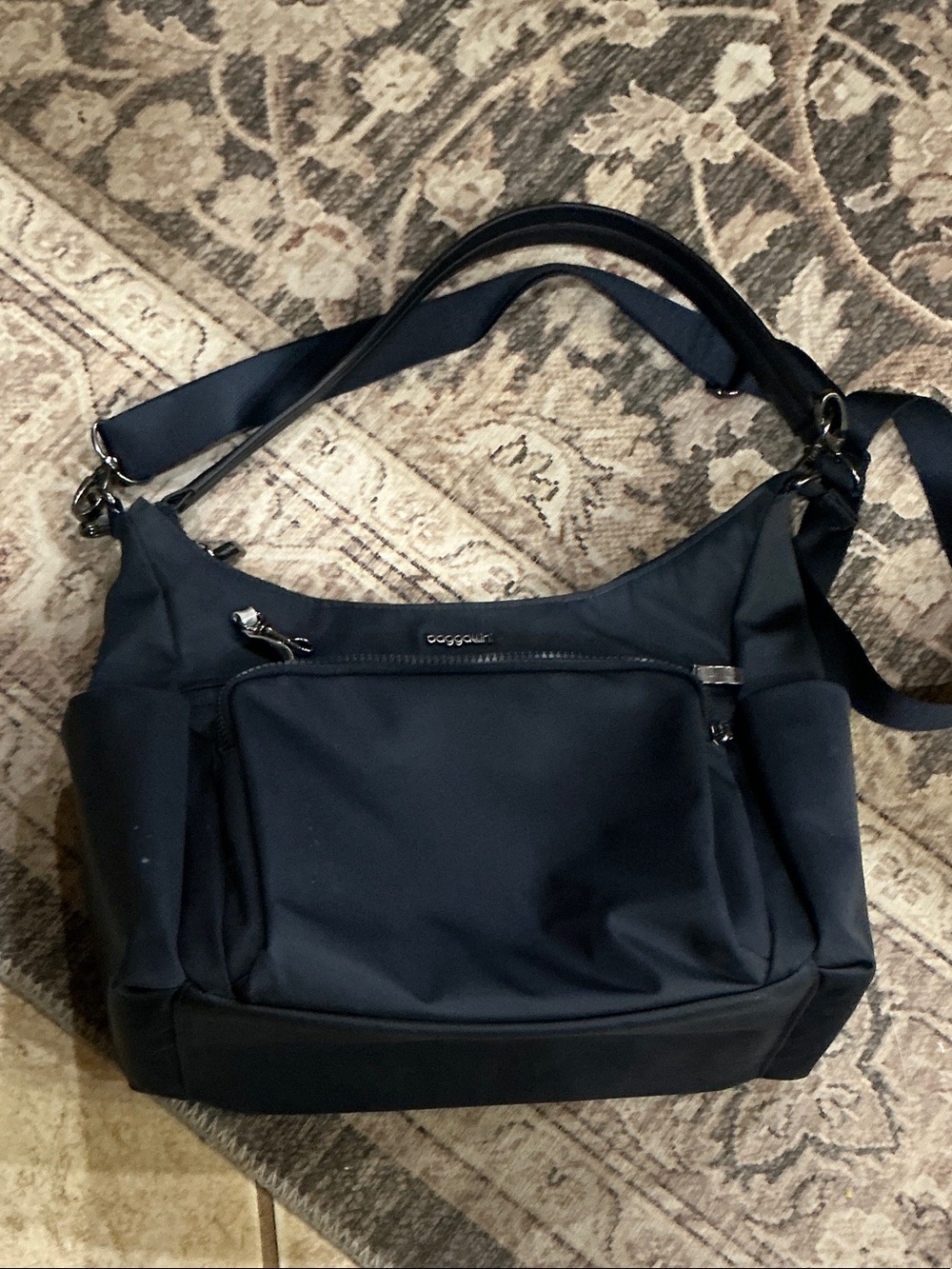 Baggallini Navy Everyday Shoulder Bag with Front Zip Pocket